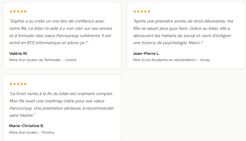 les témoignages de parents sur le bilan d'orientation scolaire Orientéo